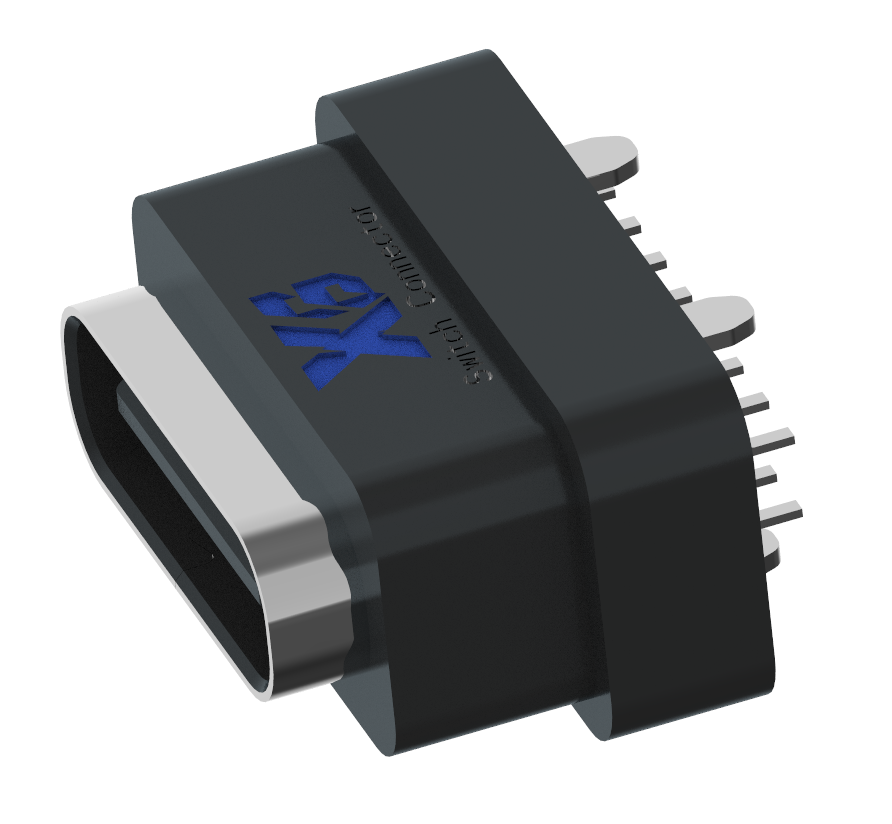 XB-ATCF-16-008 -X TYPE C 16P立插H7.6mm四脚防水母座H7.6mm IPX8